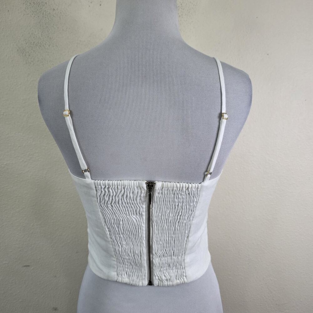 vix paula hermanny Ivory 100% Linen Corset Crop Top Shirt Size Small Minimalist - Picture 4 of 9